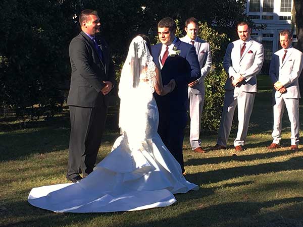 Luciana And Ty Exchange Vows During Their Wedding Ceremony Wachesaw Plantation