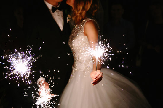 Bride And Groom With Sparklers