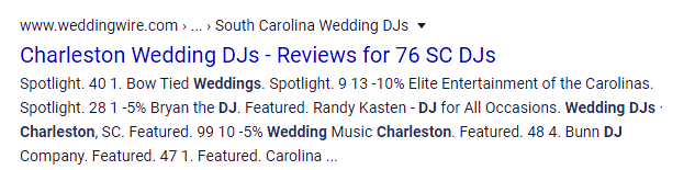 Google Search Charleston Wedding DJs