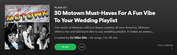 Motown Wedding DJ Spotify Playlist