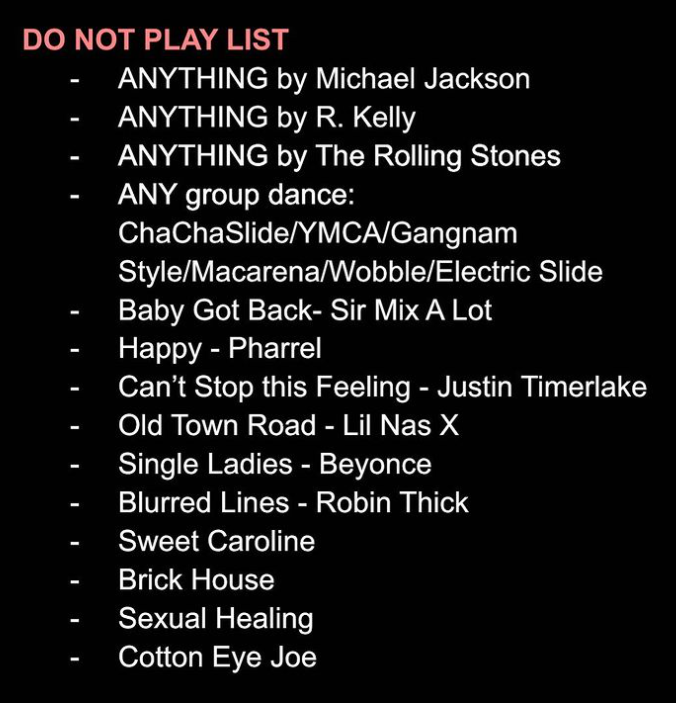 do not playlist for non traditional wedding DJ