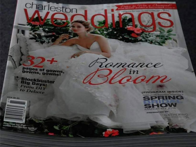stack of spring 2016 wedding magazines